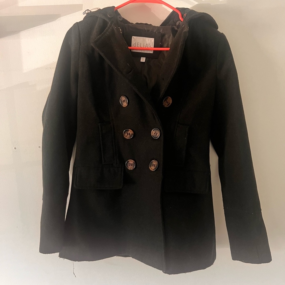dELiA*s Classic Black Pea Coat for Kids